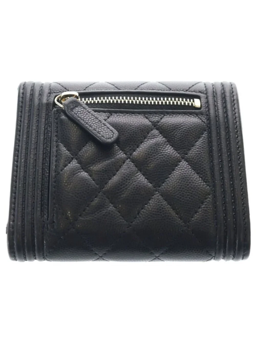 Chanel Boy Compact Wallet Caviar Leather Black